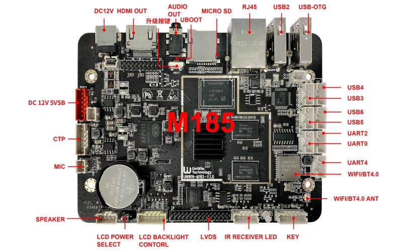 UW-M185 A83T八核智慧商顯專用工控主板